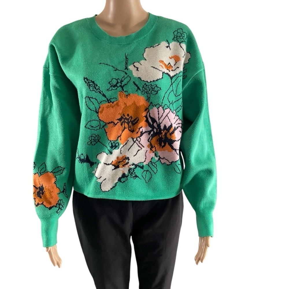 Sonal Nathwani Maeve Floral Intarsia Knit Sweater Medium Sold at Anthropologie